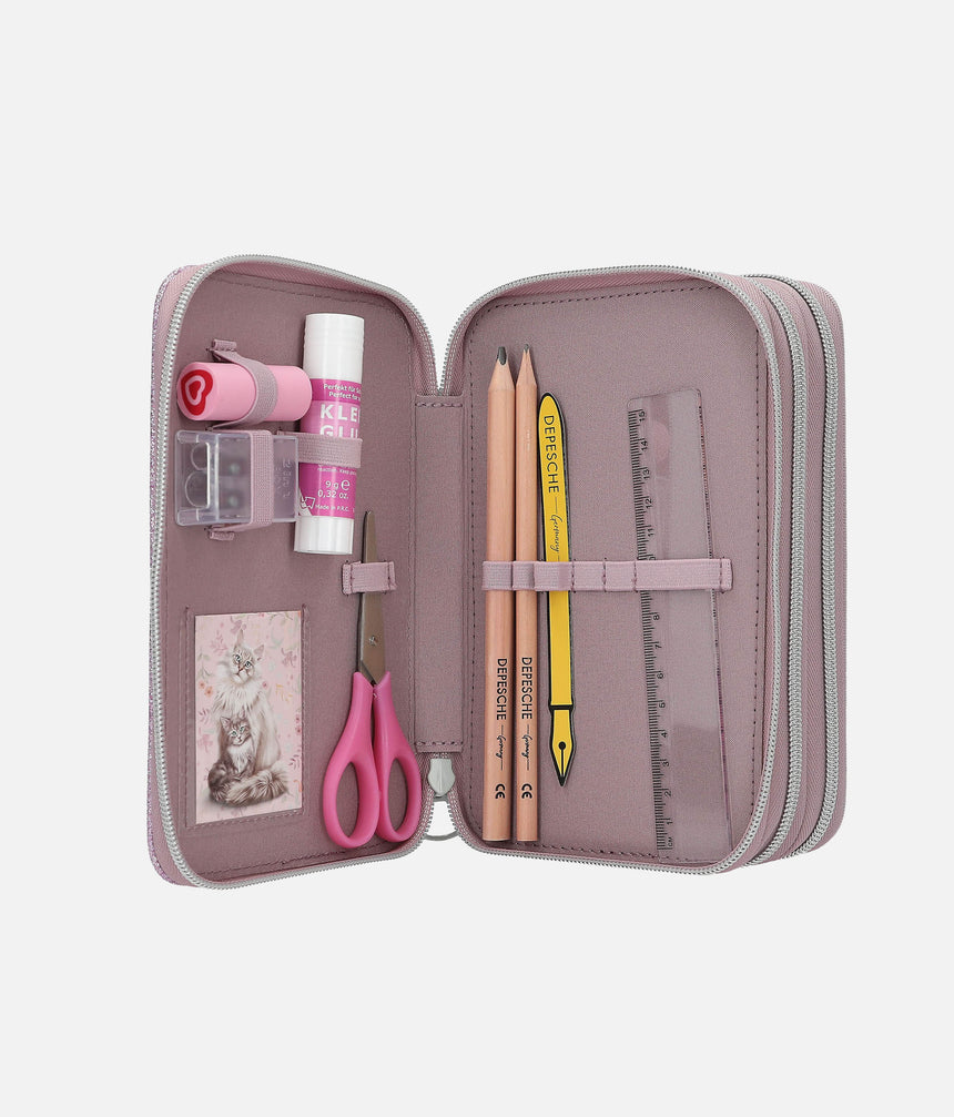TOPModel Triple Pencil Case BLOOMING KITTY with Stationery - 0013958