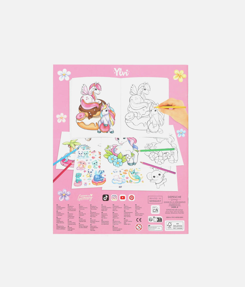 Ylvi Create Your Unicorn Colouring Book with 65 Stickers - 0014209