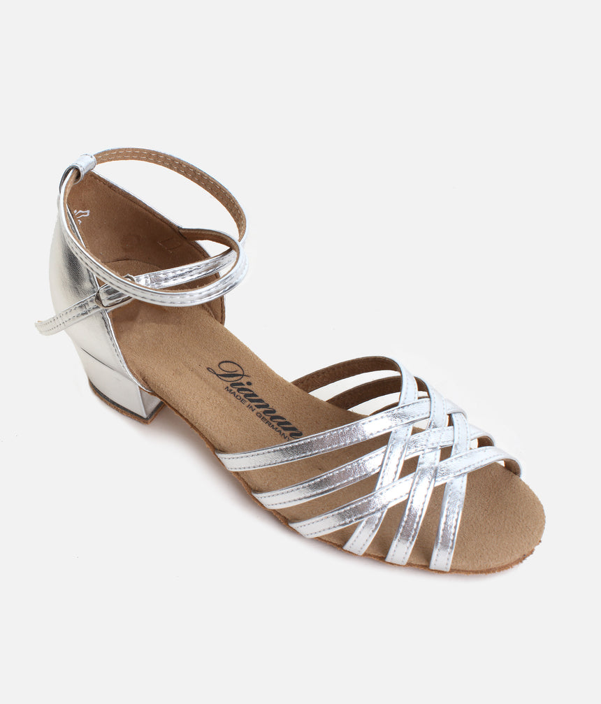 Silver Ballroom & Latin Dance Shoes, Low Block Heel - 008