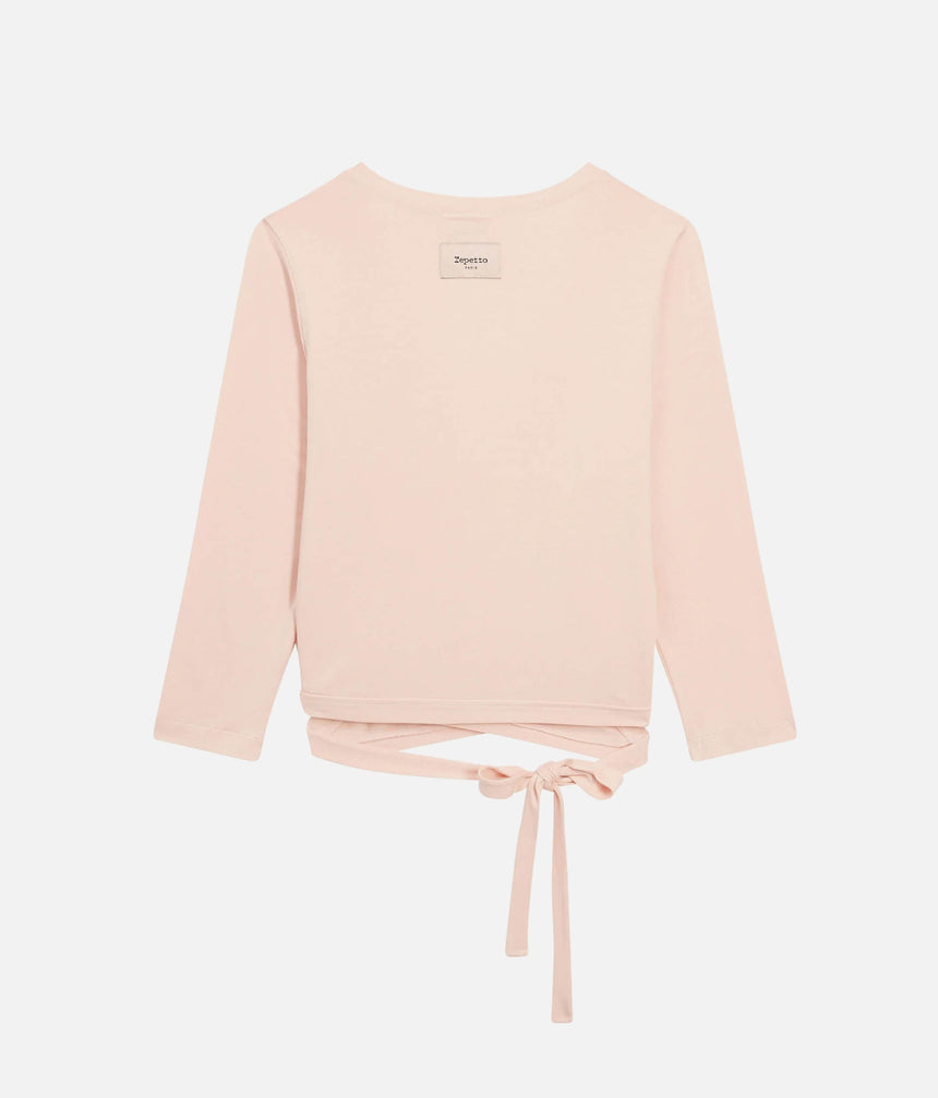 Wrap-Over Ballet Cardigan, Elegant V-Neck & Tie Waist - S0555