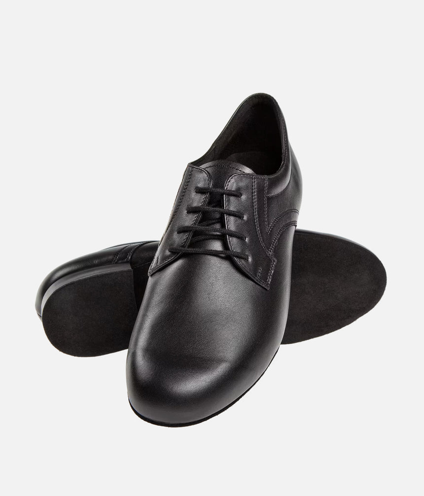 Mens Dance Shoes, Classic Black Leather Derby Style Ballroom Shoes - 085