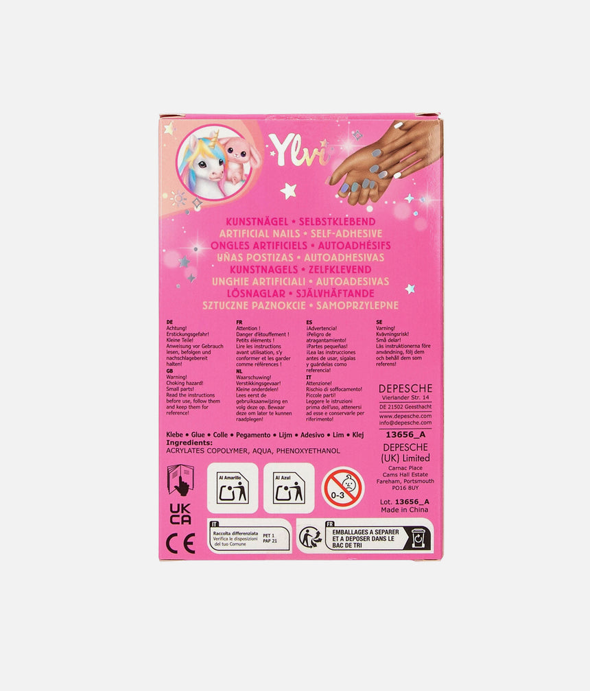 Ylvi Artificial Unicorn Nails, 24 Self-Adhesive Nails for Kids - 0013656