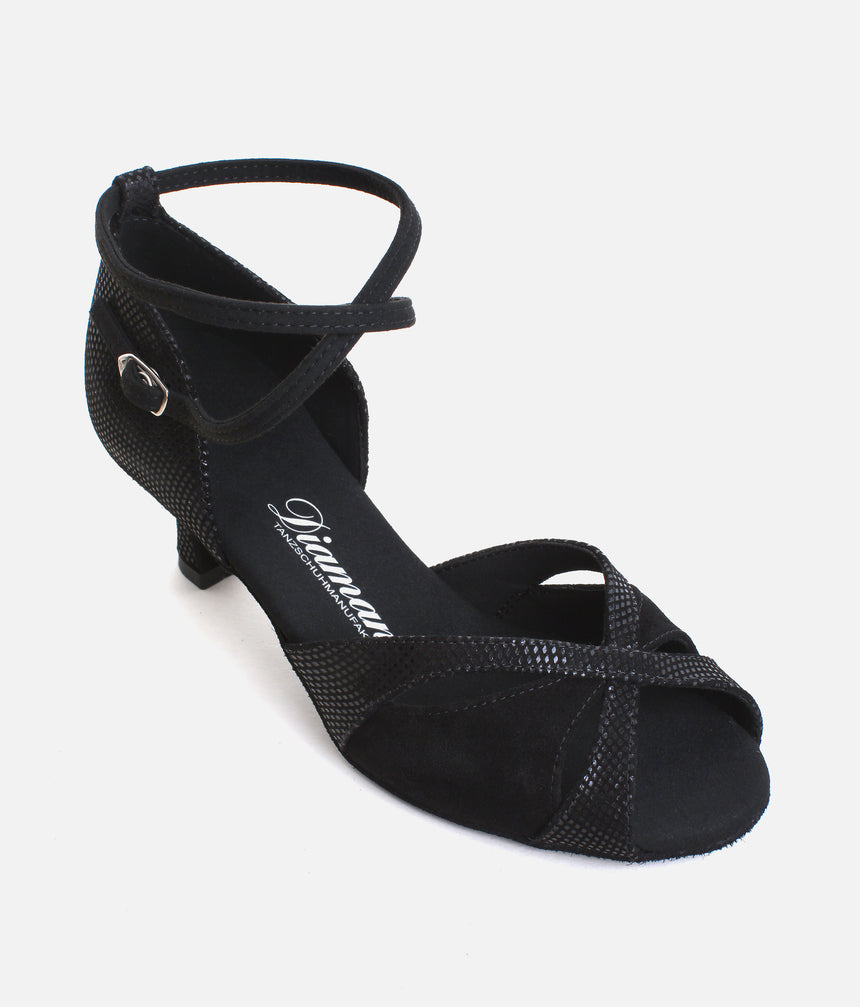 Flared Heel Dance Sandal, Adjustable Strap & Suede Sole - 084X