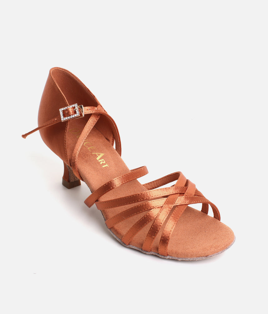 DanceArt Ladies Latin Competition Dance Shoes, Satin Dance Heels 5cm - 217