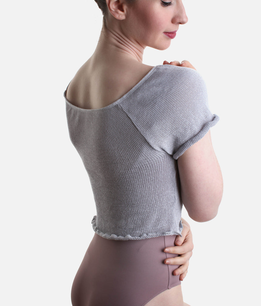 HARINI Short-Sleeve Knitted Dance Warmup Top, Bamboo Crop - 6672