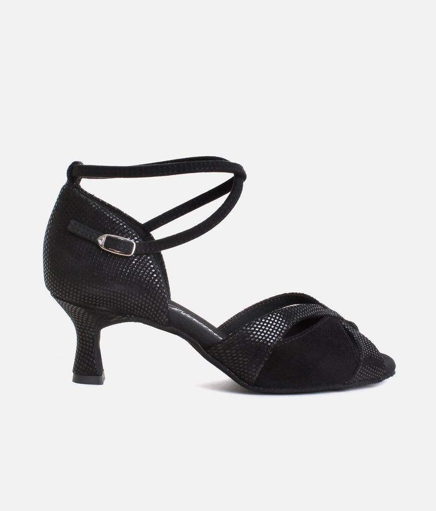 Flared Heel Dance Sandal, Adjustable Strap & Suede Sole