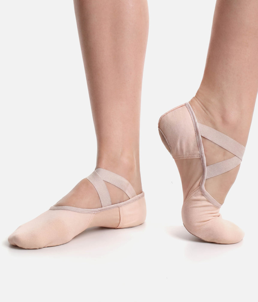 Vegan Split Sole Ballet Shoes, Memory Foam Heel & Stretch Canvas - SD122VG