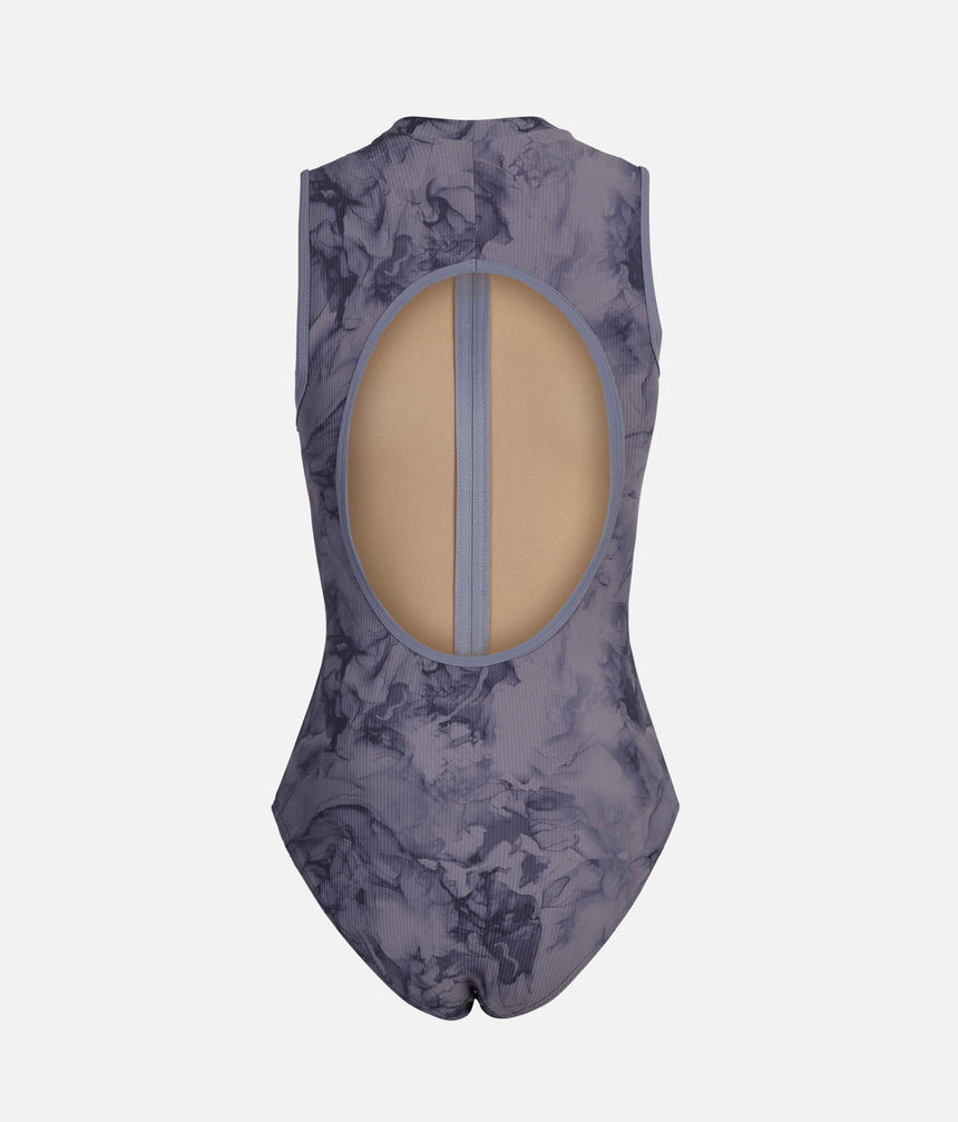 AURA GREY FLORAL Print Ballet Leotard, Open Back Dancewear