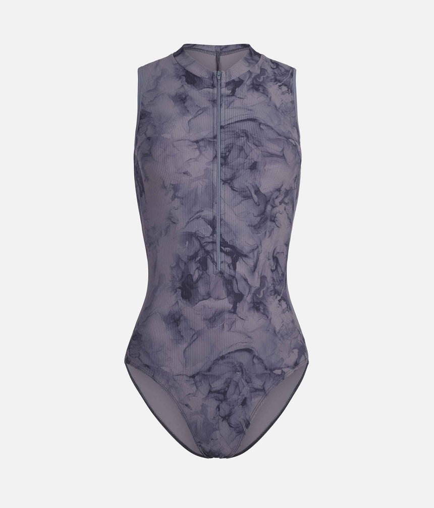AURA GREY FLORAL Print Ballet Leotard, Open Back Dancewear