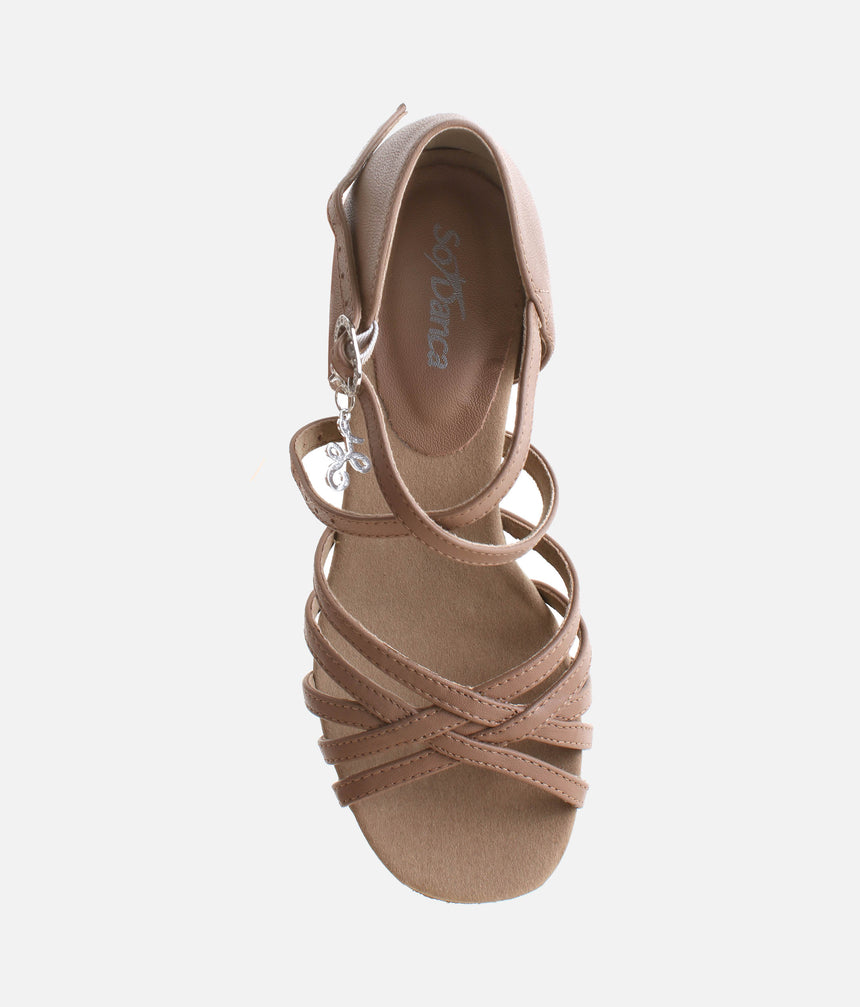 CHA CHA Latin Dance Sandals, 3” Heel Hybrid Sole - BL305