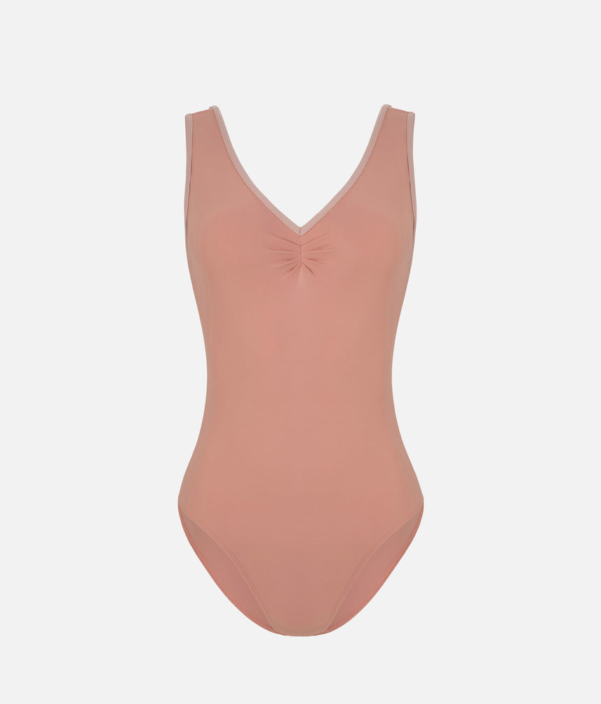 Soft Touch Ballet Leotard with V Neck and Open Back - BRISA CORAL