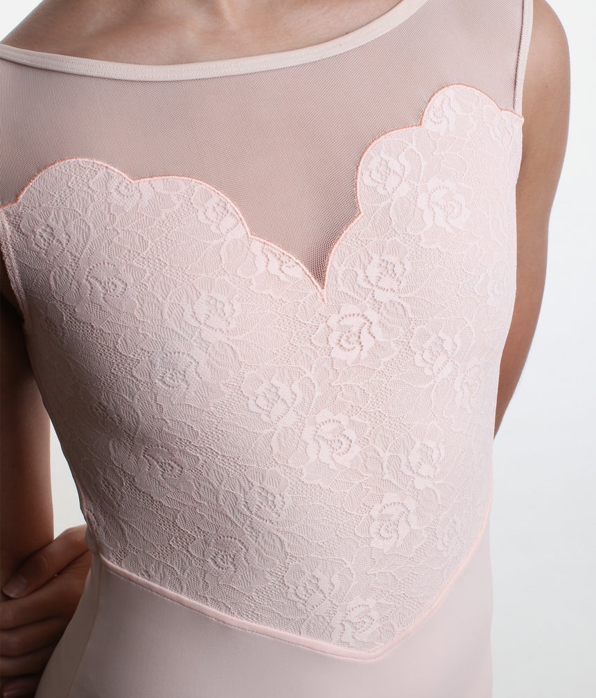 CAPRICE Lace Overlay Leotard - Romantic Sweetheart & Low Back