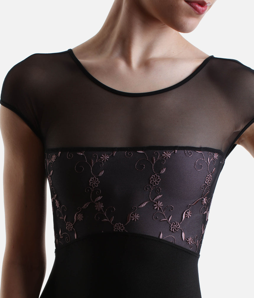 CONCORDIA CL Nero - Elegant Cup Sleeves Ballet Leotard with Twist Back Design
