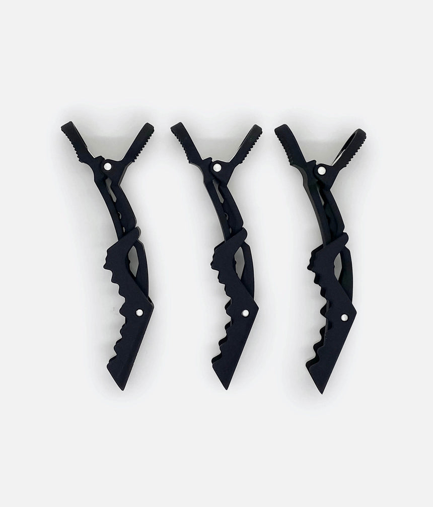 Black No-Slip Crocodile Clips • 3-Piece Hair Sectioning Set