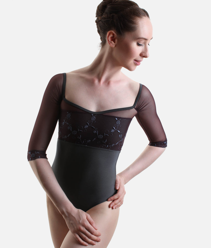 MANIA CL Vesuvio • Luxury Ballet Leotard with Embroidered Mesh