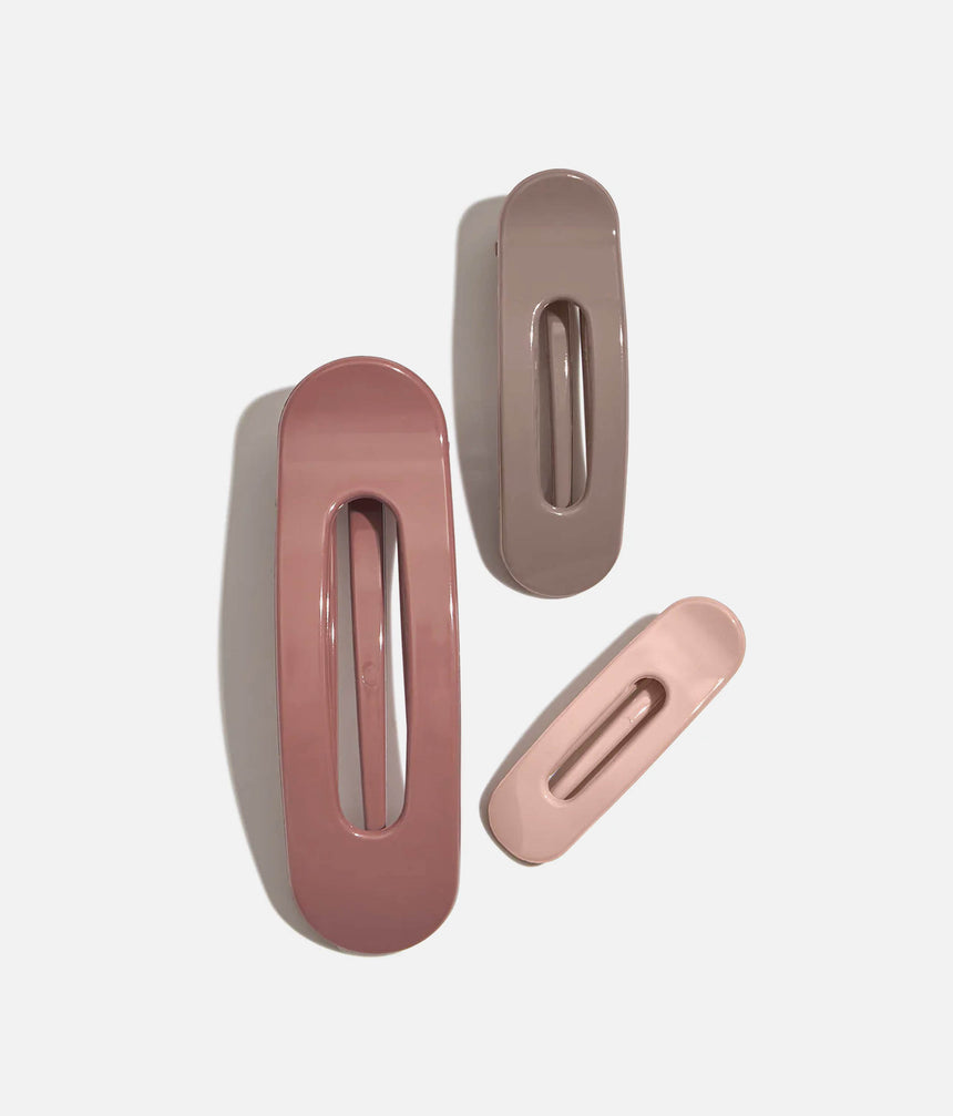 Flat Lay Claw Clip Set • 3pc Comfortable Hair Clips for Everyday Styling