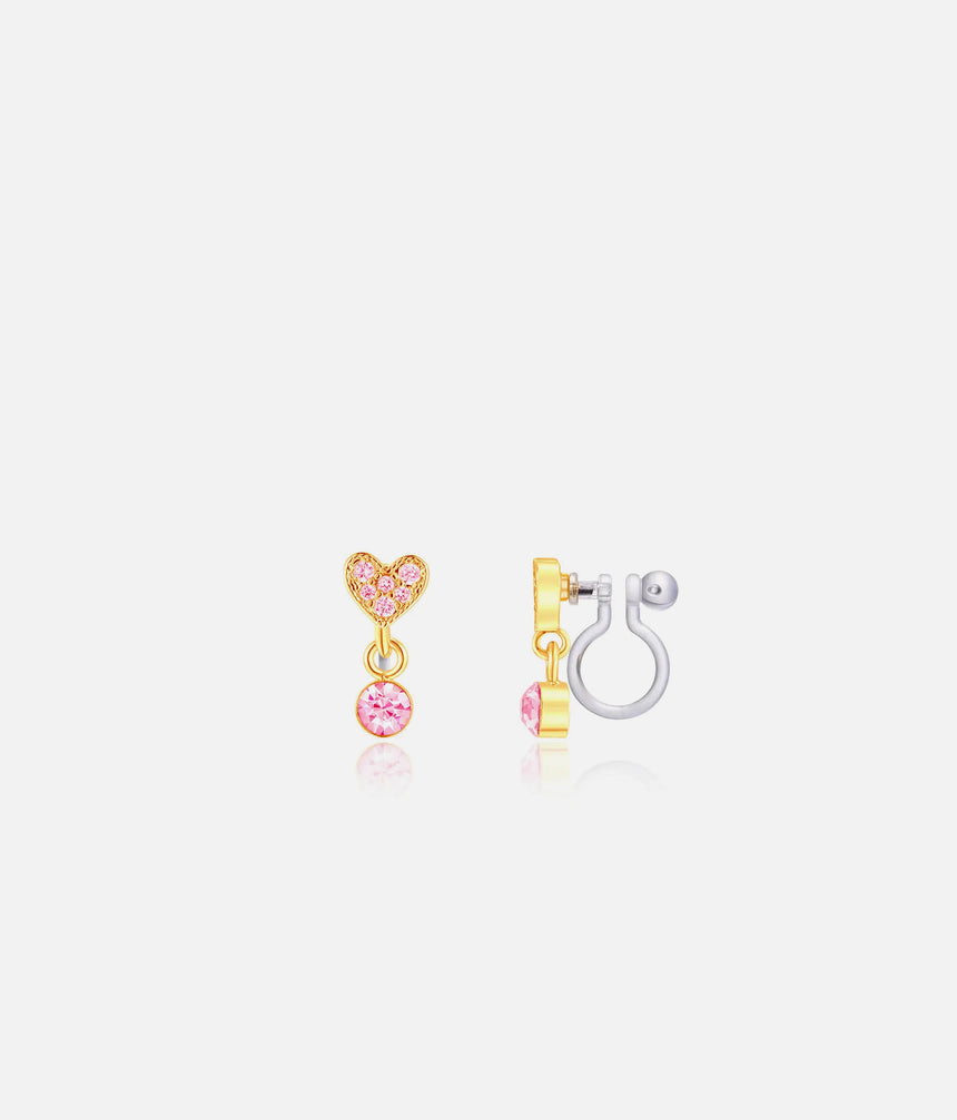 CLIP ON Earrings for Kids – Little Luxe Heart Drop, Hypoallergenic