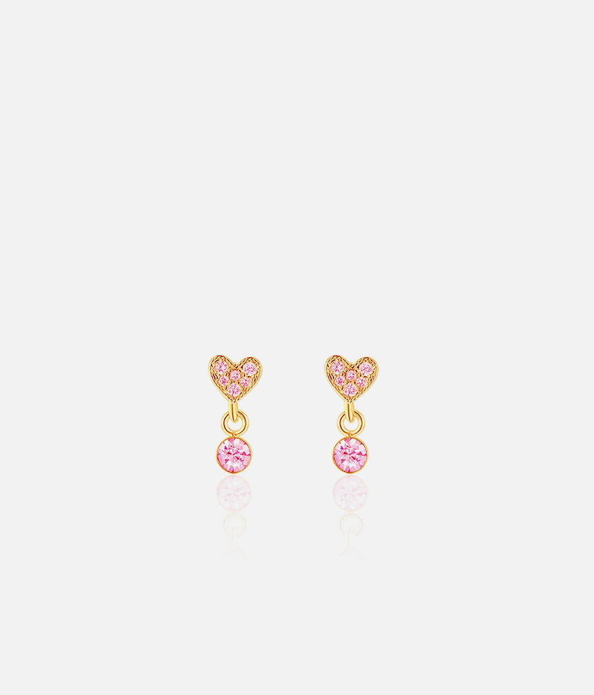 Little Luxe Drop Earrings, Sweat Heart with Pink Cubic Zirconia