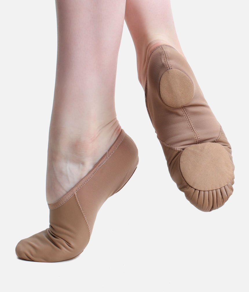Slimline Jazz Shoes, Leather & Neoprene Split Sole Slip-On Dance Shoes - JZ82