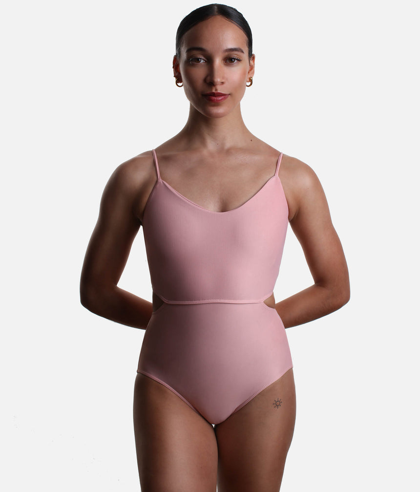 Professional High-Waist Cutout Leotard with Strappy Back - LS49