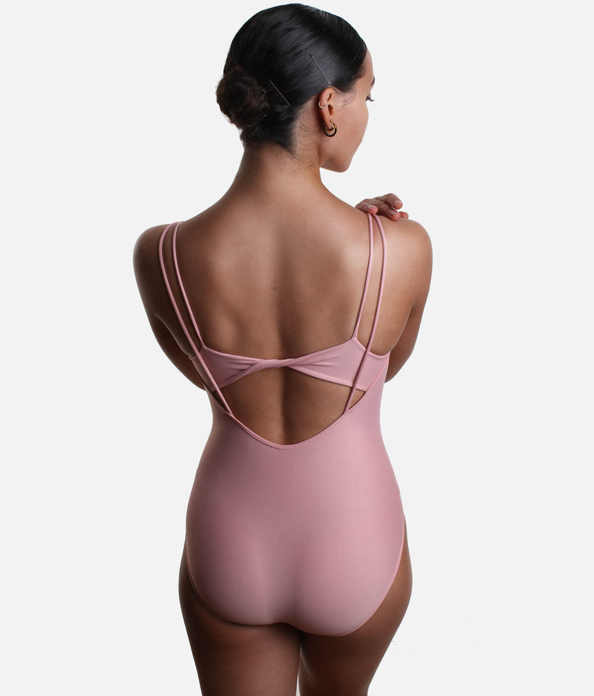 Double Thin Strap Leotard with Elegant Twist Back Design - LS51