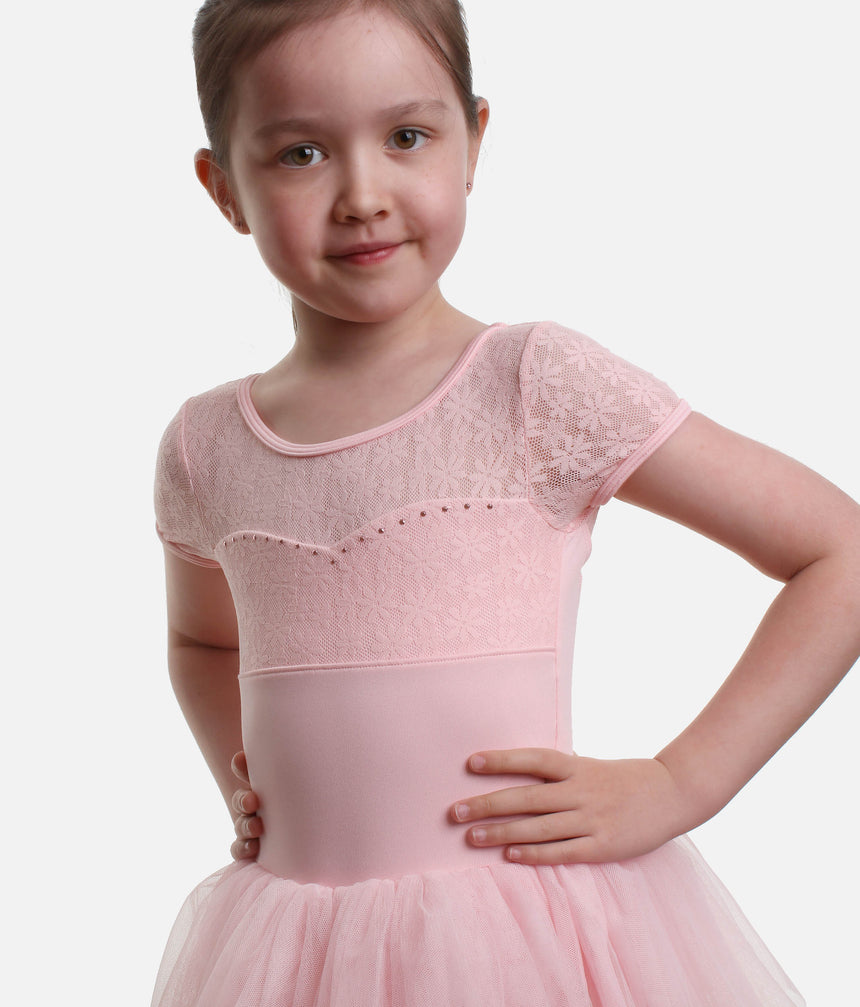 Majesty Cap Sleeve Tutu Dress, Daisy Lace Detail - M1564C