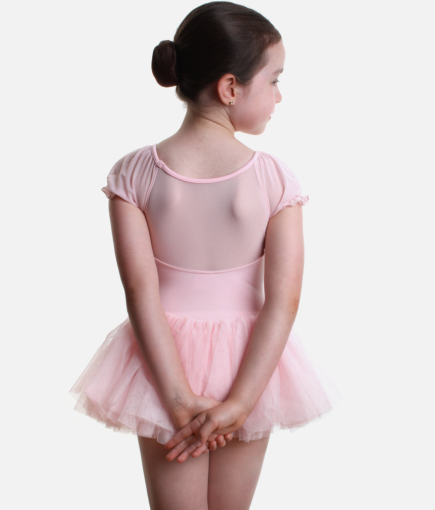 Girls Short Sleeve Ballet Tutu Dress with Mesh Detail - M20007C
