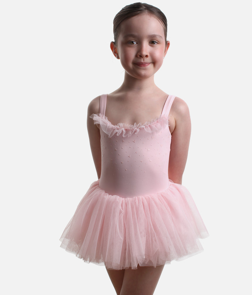 Girls Camisole Printed Tutu Dress with Frill Neckline - M50007C