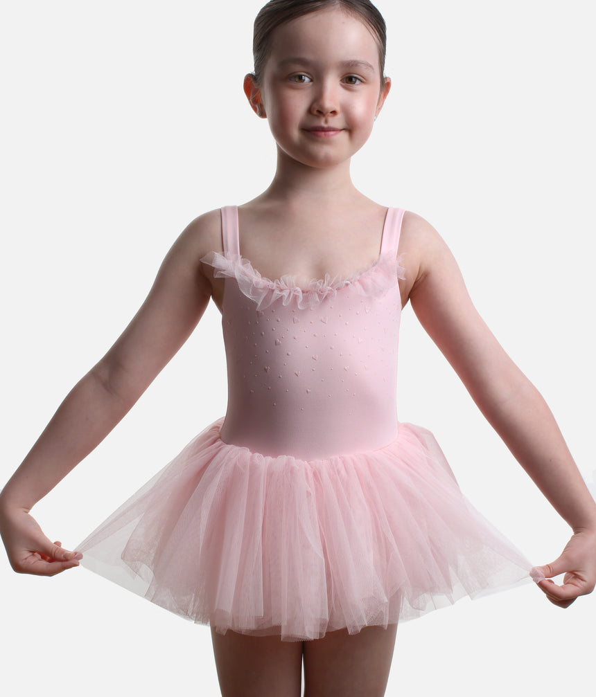 Girls Camisole Printed Tutu Dress with Frill Neckline - M50007C