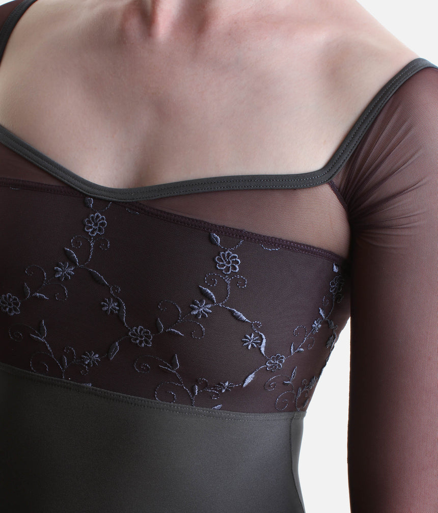 MANIA CL Vesuvio • Luxury Ballet Leotard with Embroidered Mesh