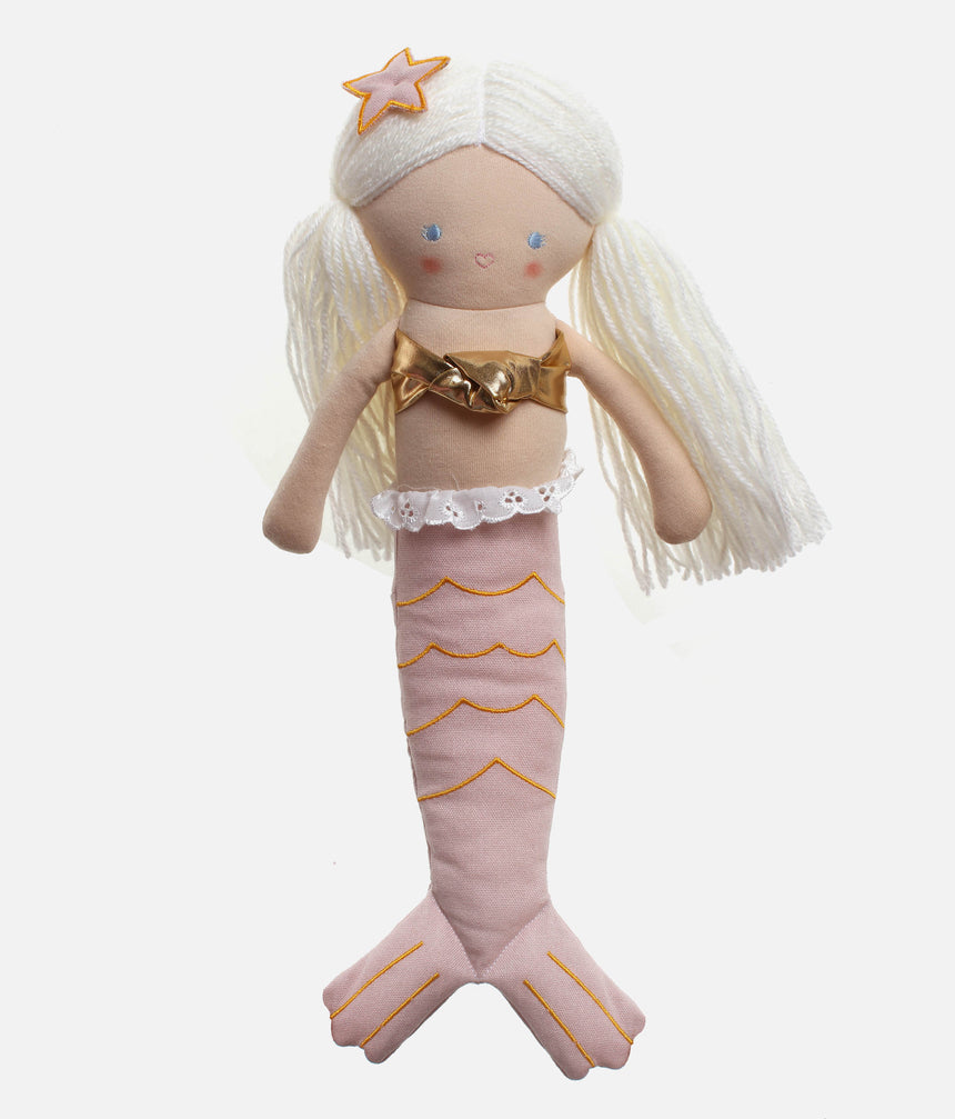 Girls Plush Doll Embroidered Face & Star Hair Clip - MILA MERMAID