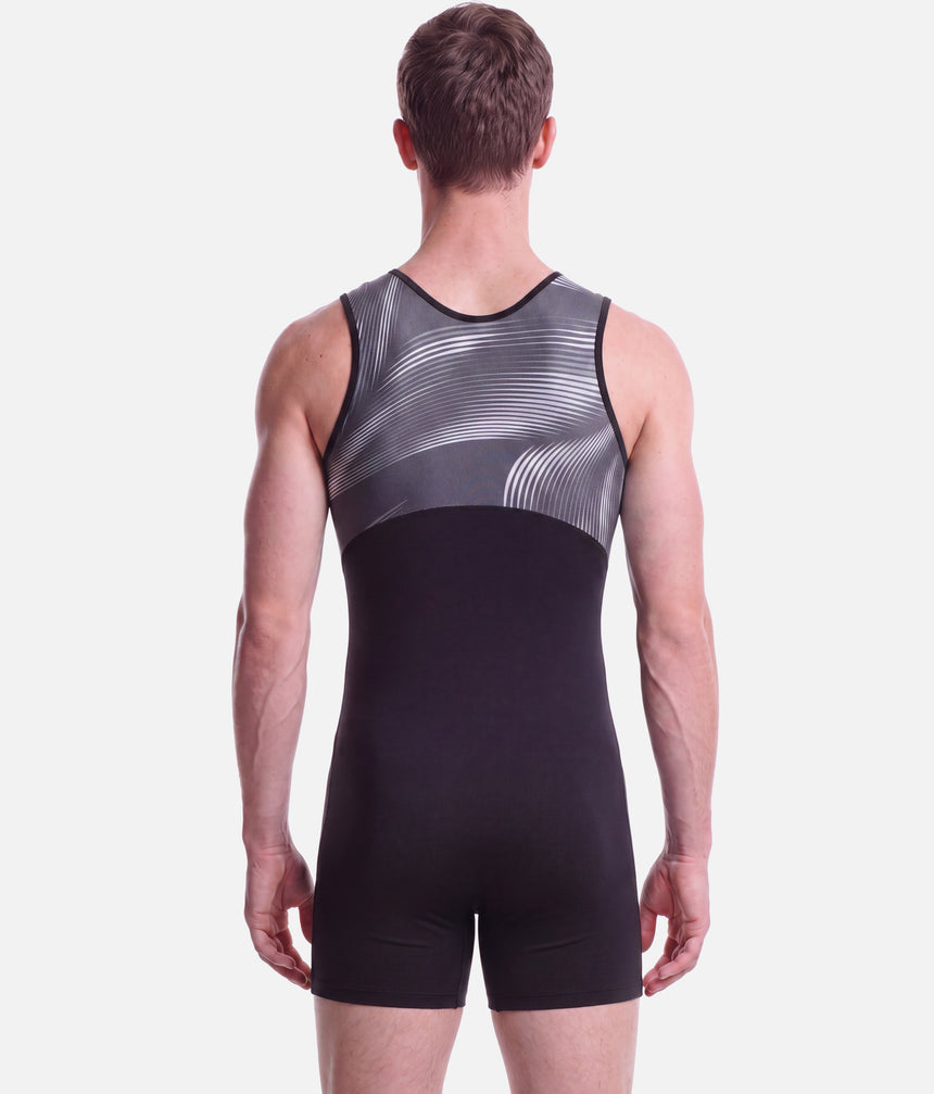 Men's Printed Ballet Unitard with Zip Front, Premium Fit | RDE1933