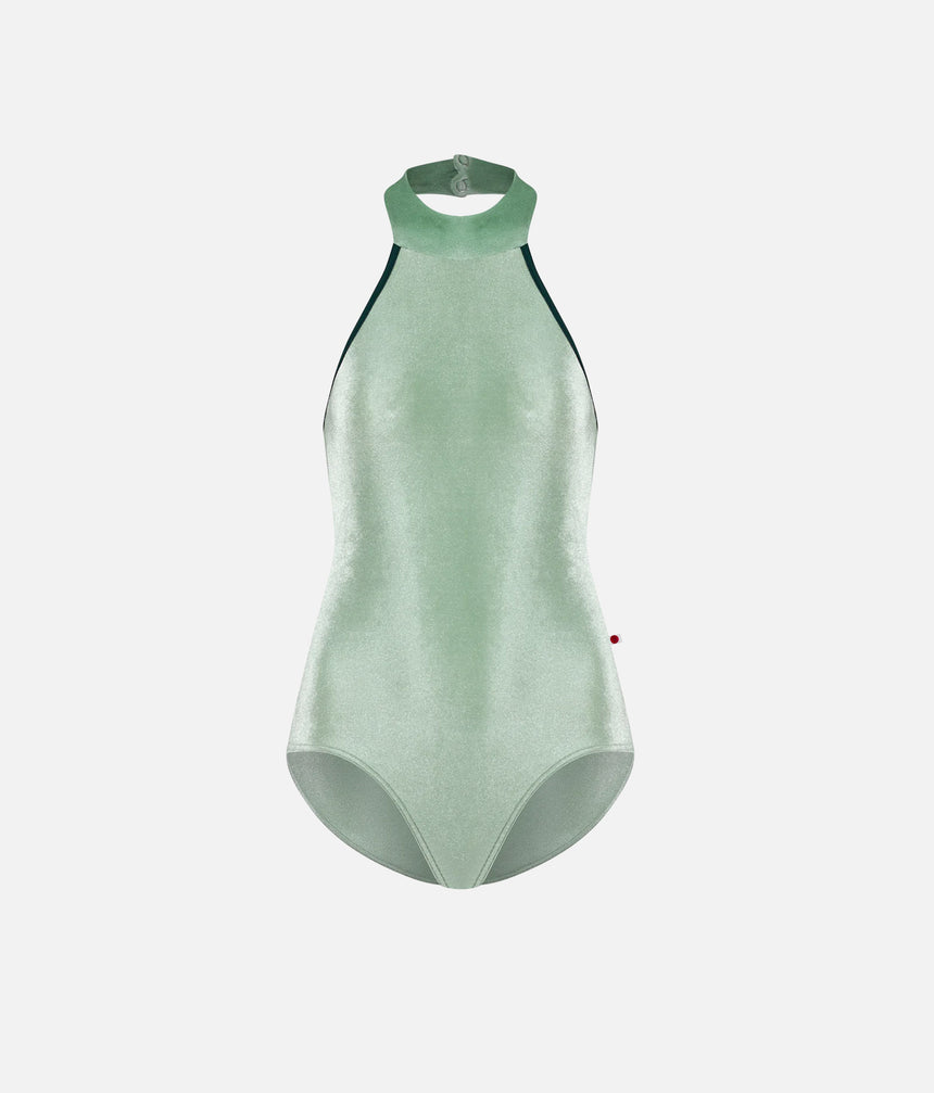 SARAH Ballet Leotard, Luxury Halter Dance Leotard - MEADOW Velvet