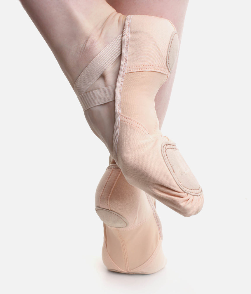 Vegan Split Sole Ballet Shoes, Memory Foam Heel & Stretch Canvas - SD122VG