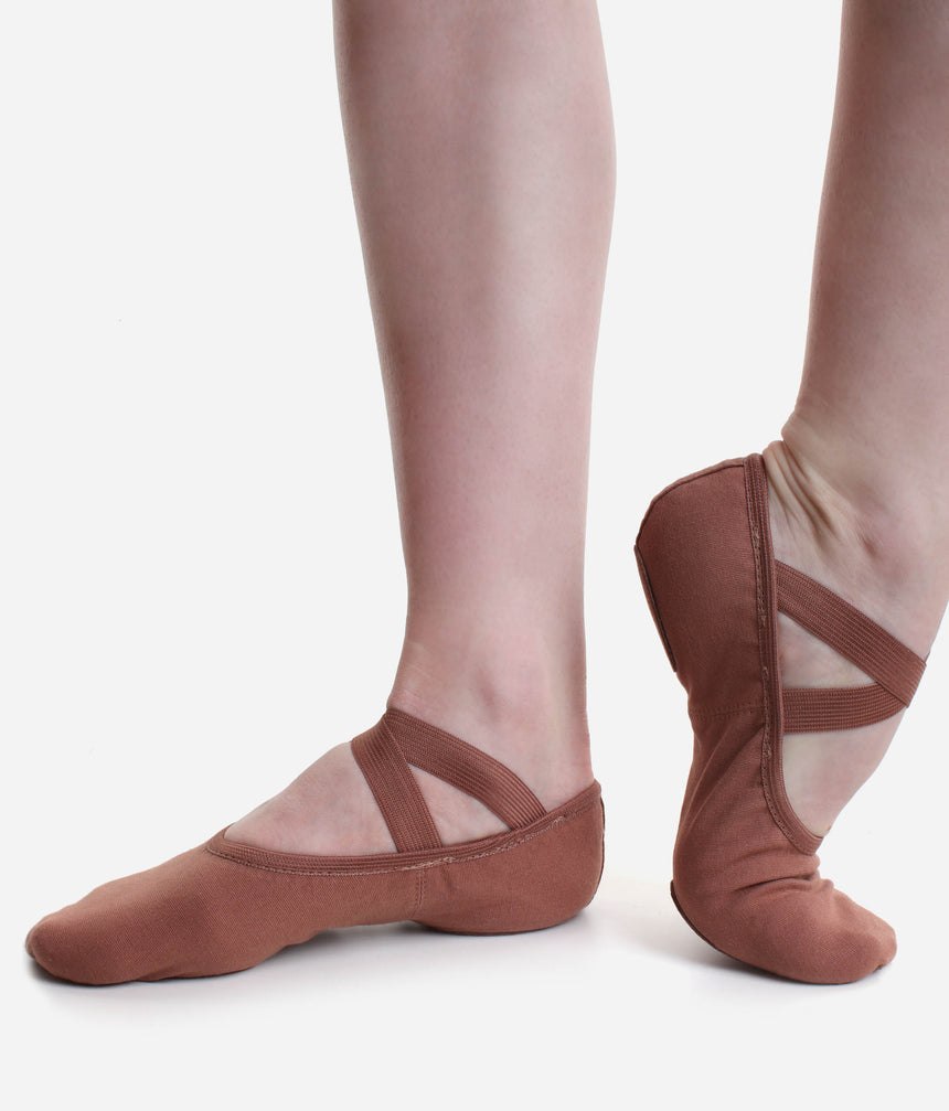 SD16 Width B - Stretch Canvas Ballet Shoes - Dancer’s Favorite Split Sole Flats, Medium fit