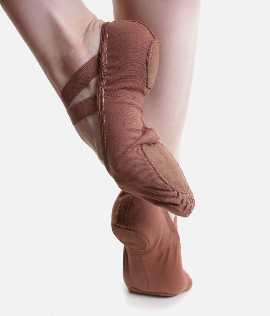 SD16 Width B - Childrens Stretch Canvas Ballet Shoes, Split Sole with X-Straps, Medium Fit