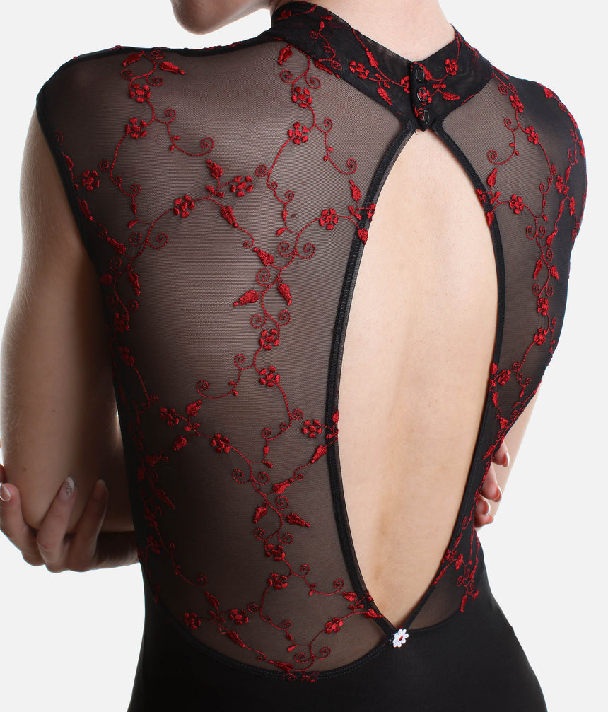 SELENE DI Nero • High Neck Ballet Leotard with Teardrop Open Back