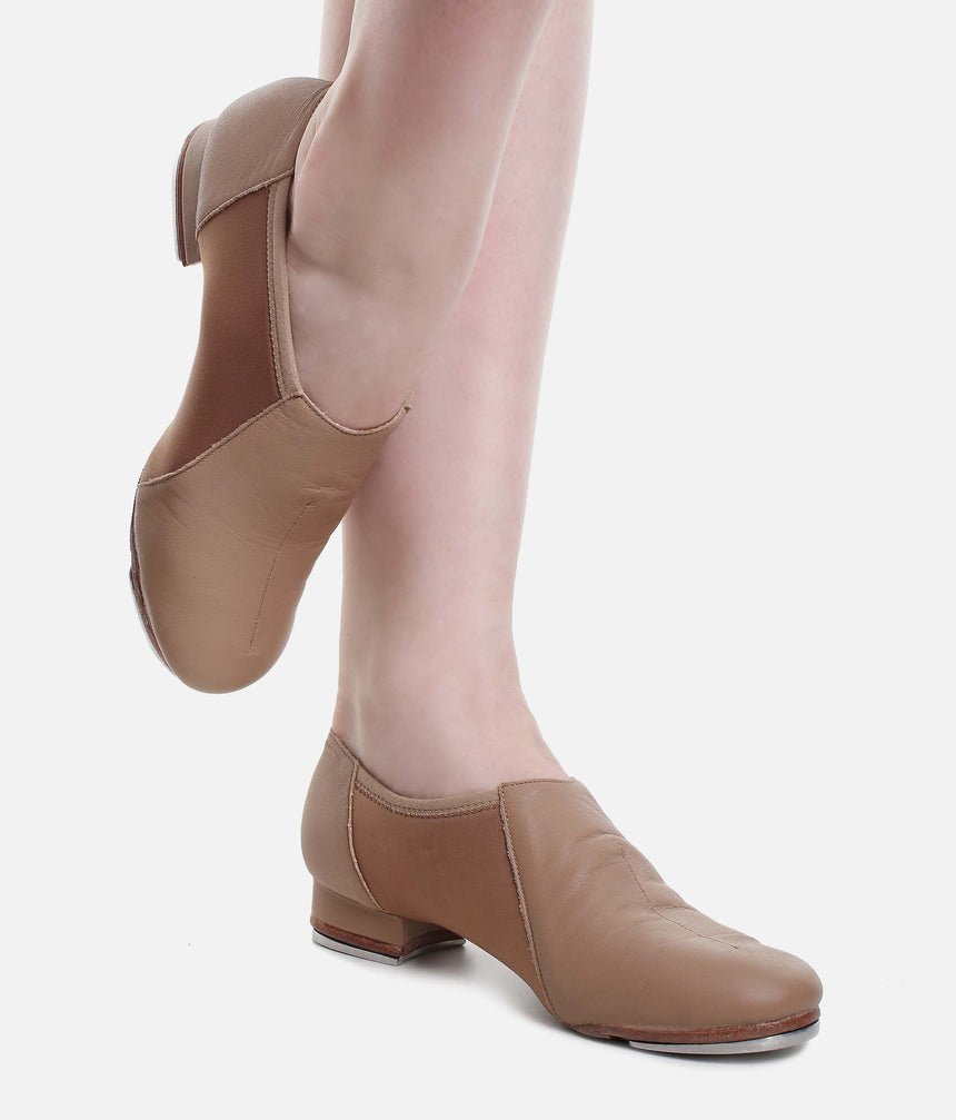 Ultra-Flexi Tap Dance Shoes, Leather Slip-On with Hard Toe Box - TA52