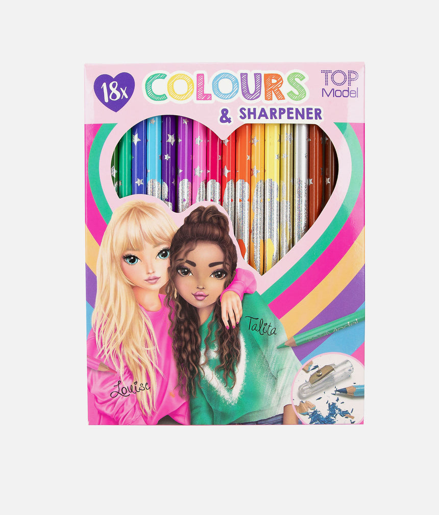 TOPModel Colouring Pencil Set, 18 Colours & Sharpener - 0012215