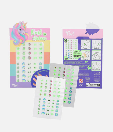 Ylvi Nail Sticker Glow In The Dark, Unicorn Nail Stickers for Kids - 0013072
