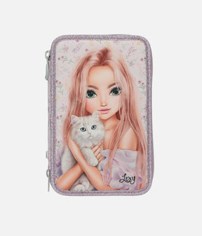 TOPModel Triple Pencil Case BLOOMING KITTY with Stationery - 0013958