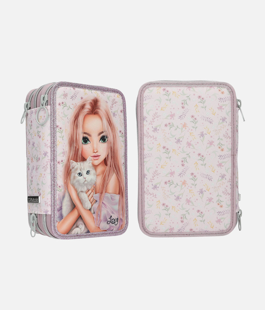TOPModel Triple Pencil Case BLOOMING KITTY with Stationery - 0013958