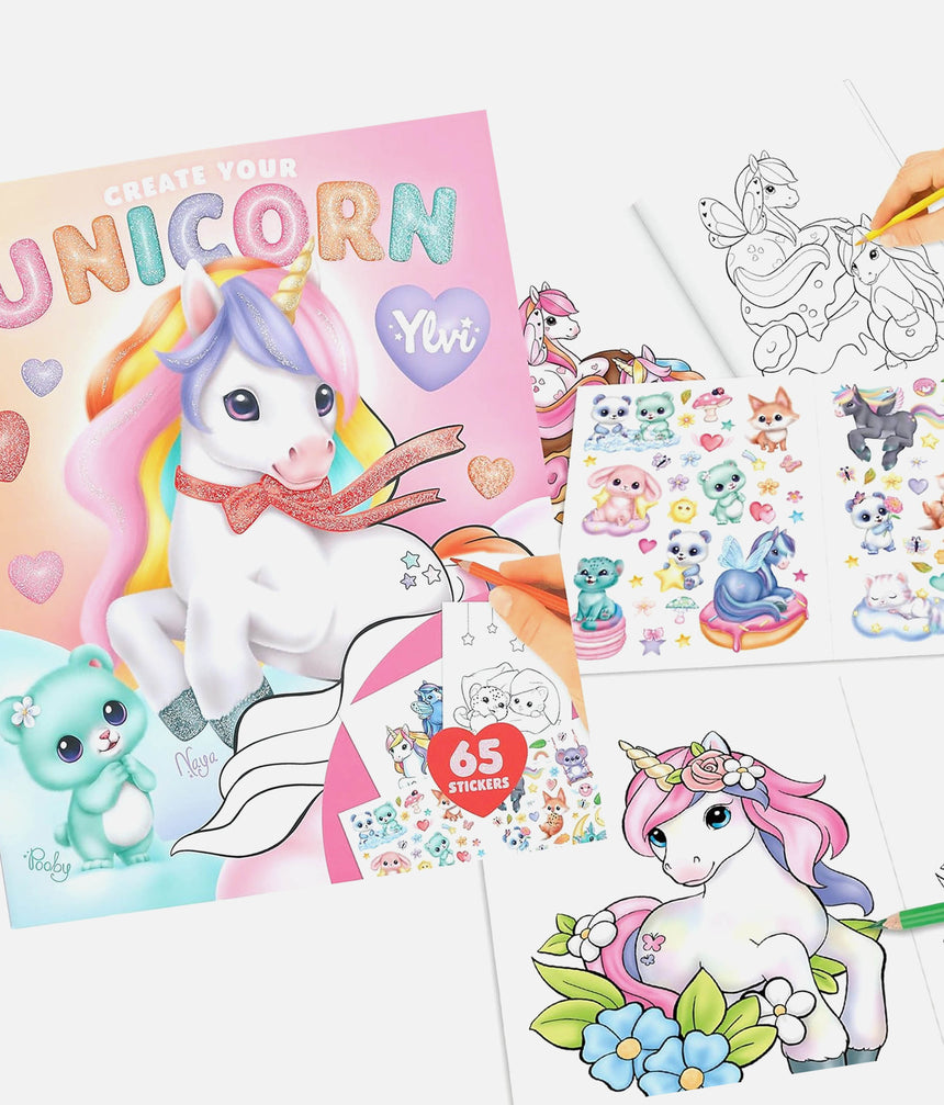 Ylvi Create Your Unicorn Colouring Book with 65 Stickers - 0014209