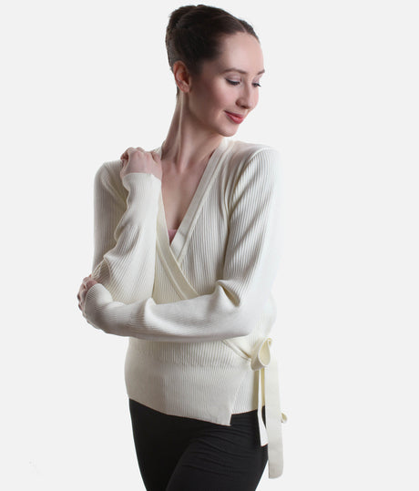 Premium Rib Knit Ballet Wrap with Tie Closure - S0757