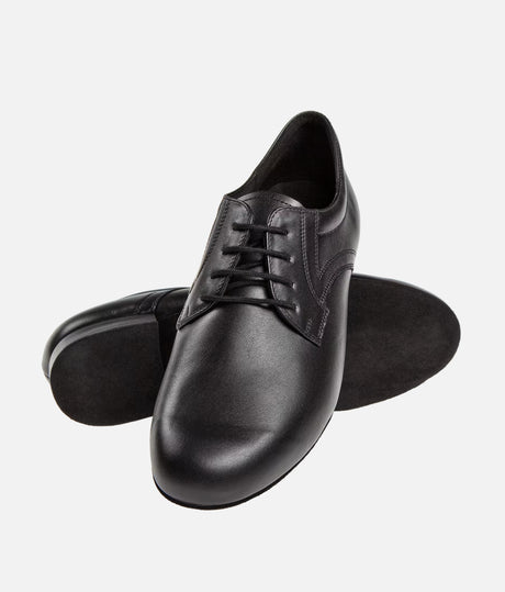Mens Dance Shoes, Classic Black Leather Derby Style Ballroom Shoes - 085