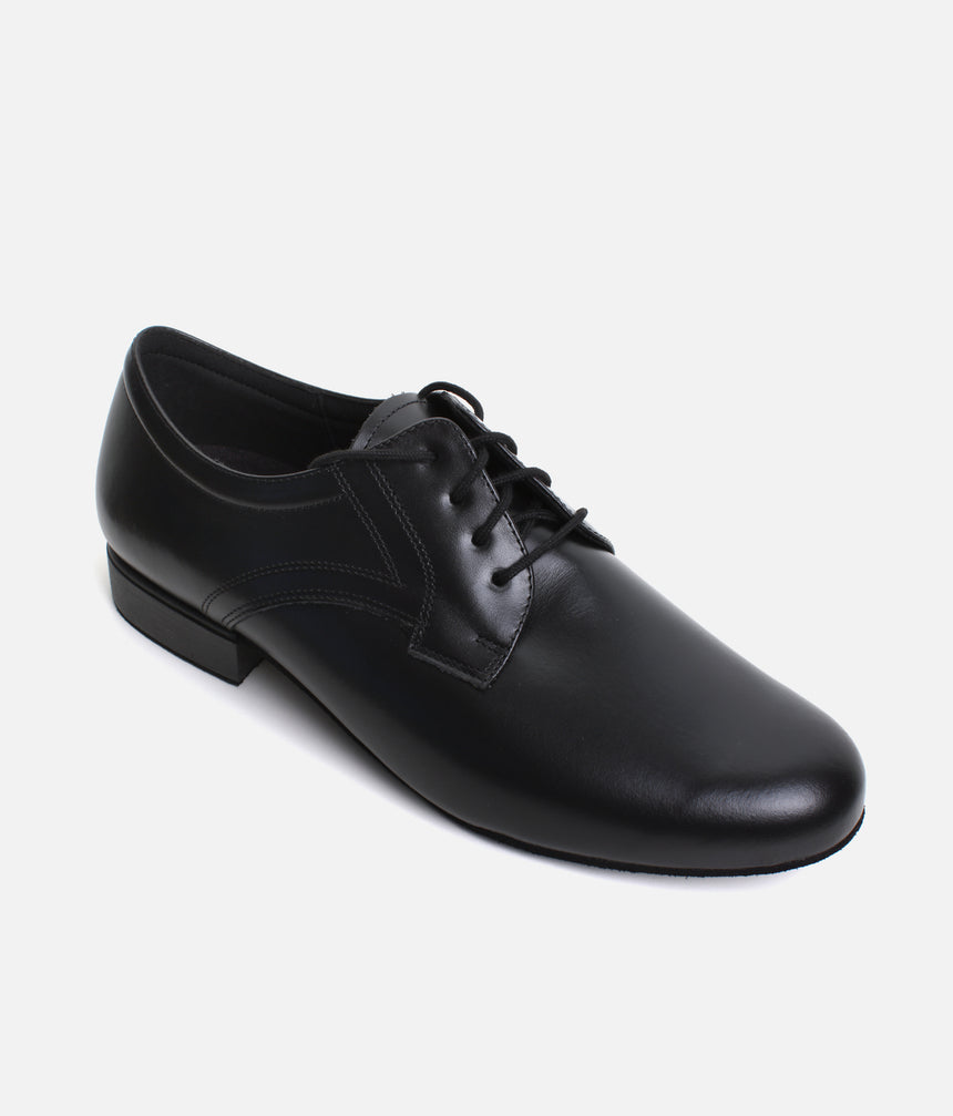 Mens Dance Shoes, Classic Black Leather Derby Style Ballroom Shoes - 085