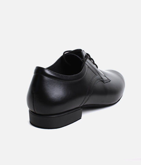 Mens Dance Shoes, Classic Black Leather Derby Style Ballroom Shoes - 085