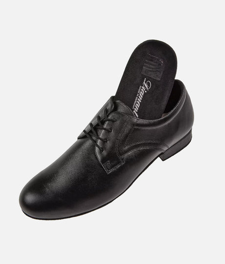Mens Dance Shoes, Classic Black Leather Derby Style Ballroom Shoes - 085