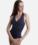 Chamomile Dance Leotard with V-Neck and Mesh Accents - 12086W