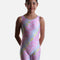 Girls Shoreline Gymnastics Biketard, Pastel Sunset Wave Design - 12446C